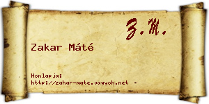 Zakar Máté névjegykártya